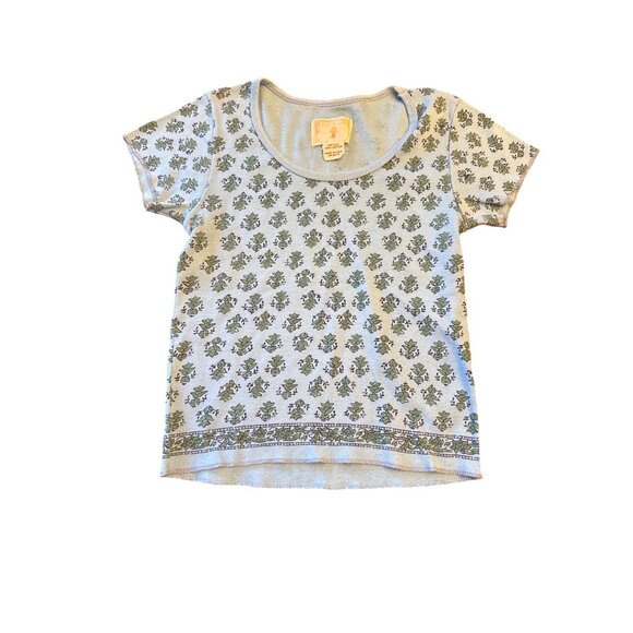 Vintage 80s Free People Floral Print Cotton Baby T Shirt One Size Made in USA - Picture 1 of 3